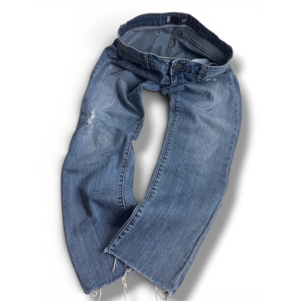 KUT from the Kloth Straight Leg Distressed Raw Hem Blue‎ Jeans Womens Size 8